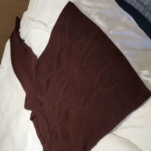 UNBRANDED 1-2X BURGUNDY CABLEKNIT SCOOP-NECK FULL-LENGTH SWEATER